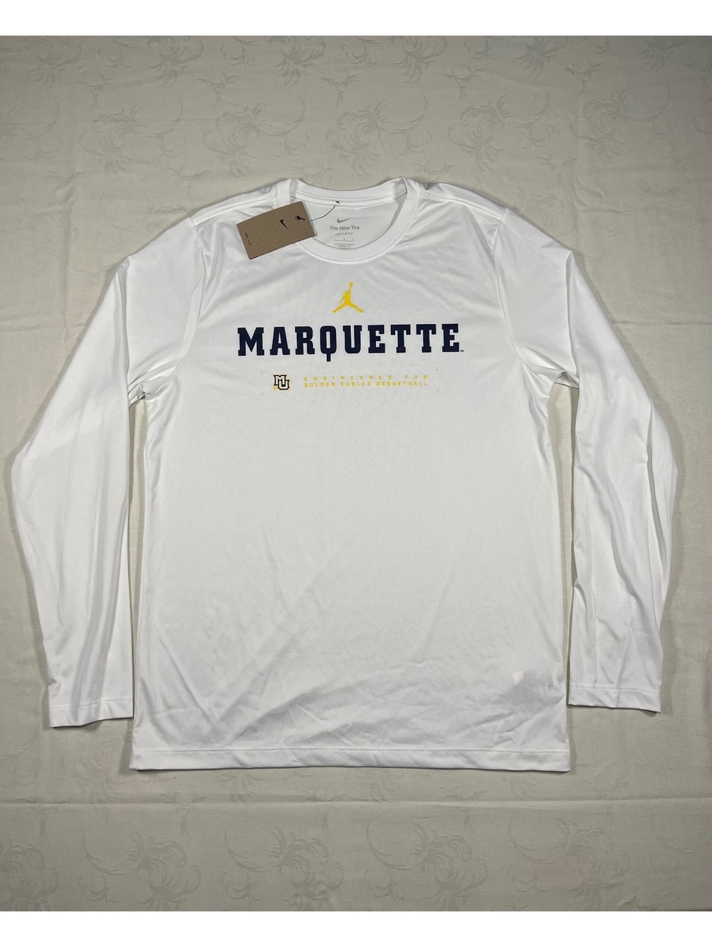 Nike Jordan Marquette University Training Long Sleeve White Drifit White Shirt